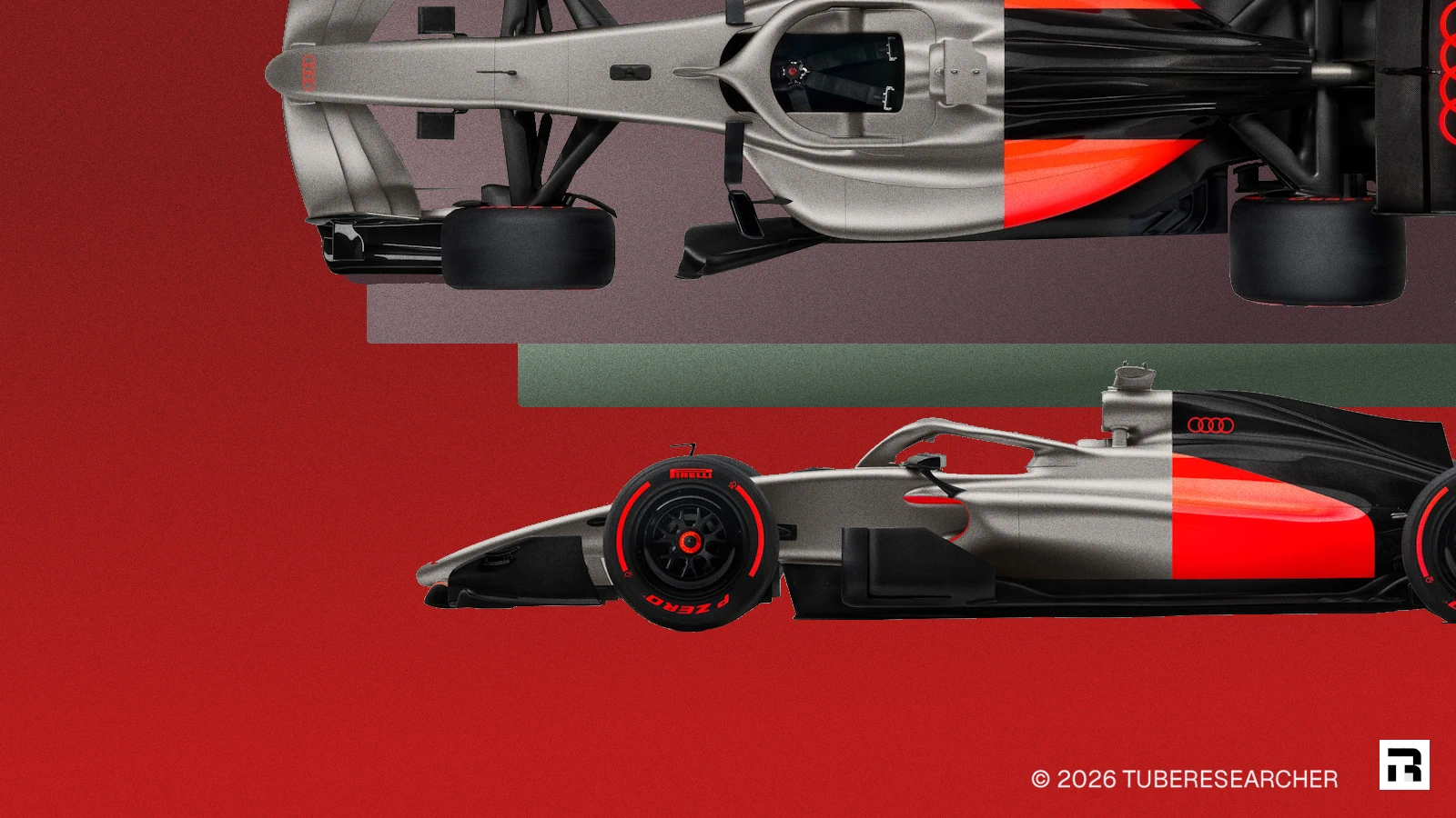 Two Formula 1 cars shown from above and from the side